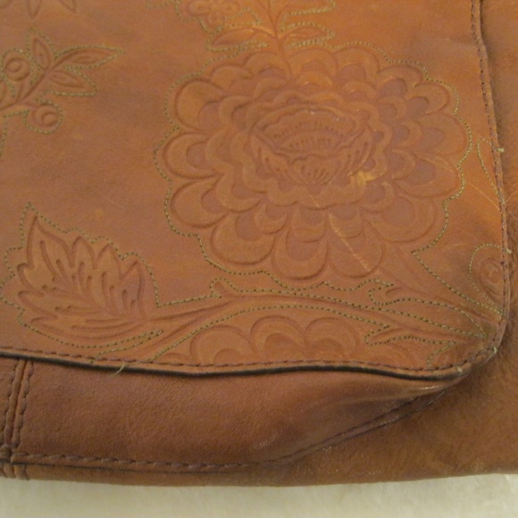 FOSSIL Vtg Floral Leather Crossbody Shoulder Bag - Picture 5 of 8